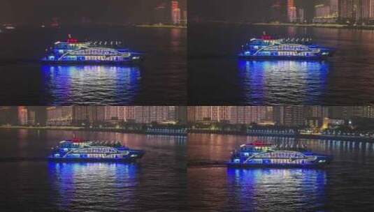 武汉长江游船航拍素材高清在线视频素材下载