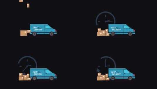 带盒子的快速送货服务车-透明高清在线视频素材下载