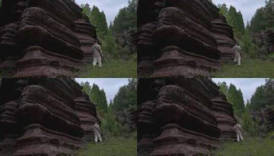 湖南湘西旅游红石林丹霞地貌山体岩石高清在线视频素材下载