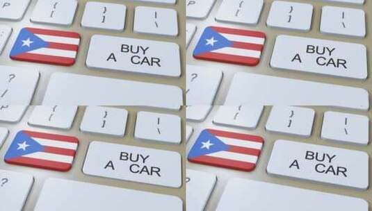 波多黎各国家国旗和按钮与买车文字动画高清在线视频素材下载