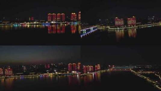 航拍湖北襄阳城市夜景高清在线视频素材下载