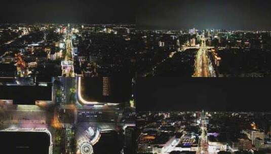 浙江杭州城市夜景灯光交通航拍高清在线视频素材下载