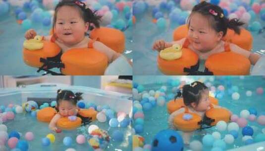 可爱宝宝游泳高清在线视频素材下载