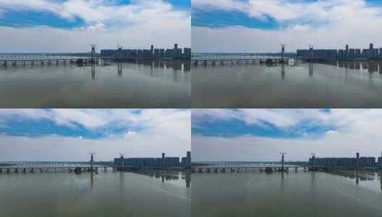 建设中的南昌洪州大桥航拍延时高清在线视频素材下载