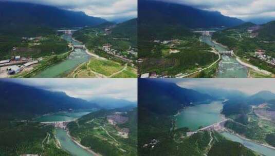 江油武引水库涪江六峡航拍美景高清在线视频素材下载