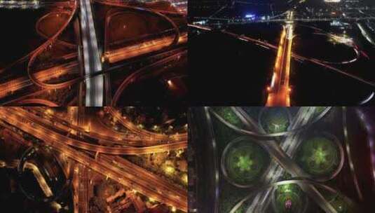 一些广州立交桥和道路的航拍夜景延时高清在线视频素材下载