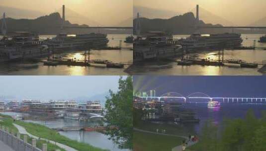 合集 长江城市日落夜景空镜高清在线视频素材下载