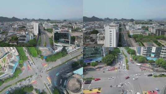 广西桂林城市大道交通建筑航拍高清在线视频素材下载