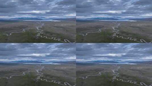 西藏阿里地区纳木那尼峰河道高空延时高清在线视频素材下载