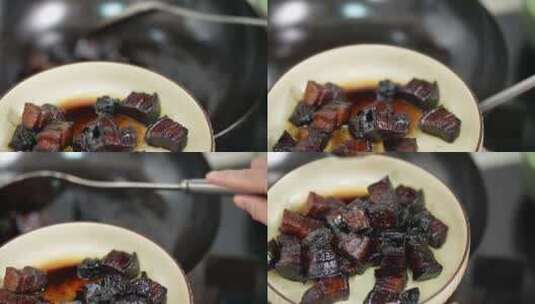 铁锅里的红烧肉高清在线视频素材下载