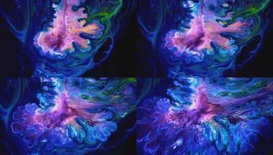 神秘的抽象风彩色液体流动高清在线视频素材下载