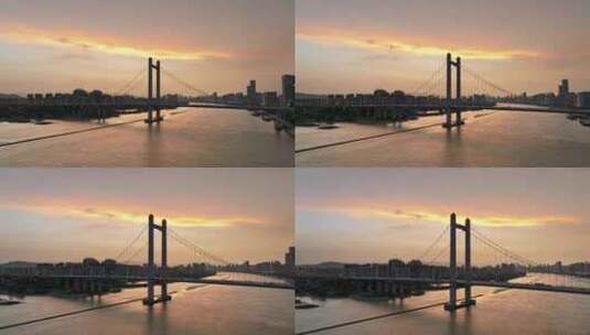 福州鼓山大桥晚霞航拍高清在线视频素材下载