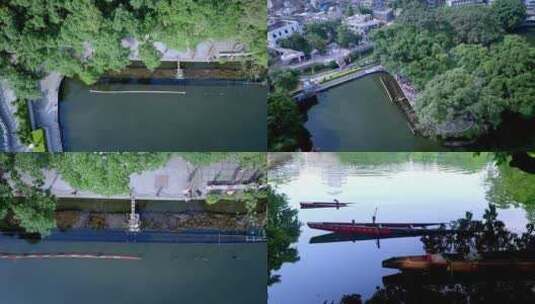 航拍广州荔湾湖龙舟起龙前景高清在线视频素材下载
