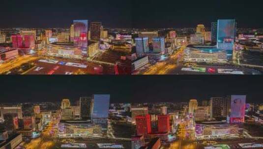 内蒙古呼和浩特市中心4k航拍夜景延时摄影高清在线视频素材下载
