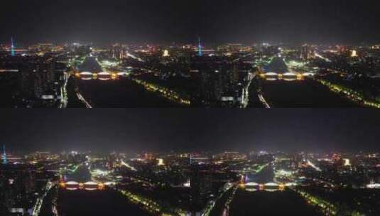 航拍河南漯河沙澧河风景区夜景高清在线视频素材下载