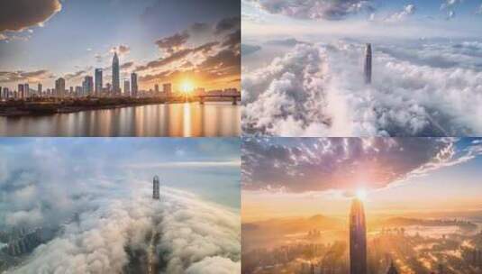 深圳大气唯美ai素材风景风光高楼大厦一线高清在线视频素材下载