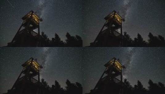 望塔上方的星空高清在线视频素材下载