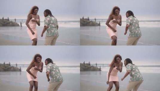 情侣在沙滩上跳舞高清在线视频素材下载