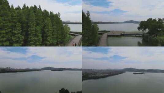 无锡蠡湖大桥周围全景航拍视频高清在线视频素材下载