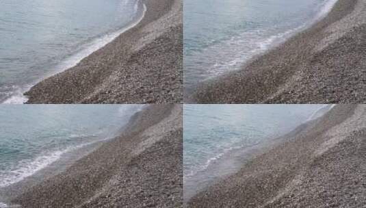 海浪涌向沙滩海岸高清在线视频素材下载