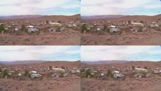 航拍沙漠小镇高清在线视频素材下载