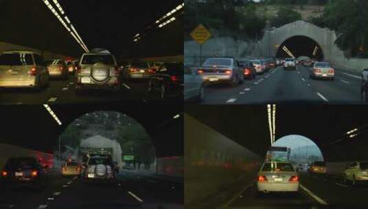 在高速公路上开车穿过隧道高清在线视频素材下载