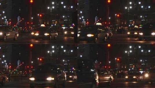 纽约市中心夜间交通高清在线视频素材下载