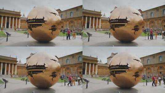 球状雕塑矗立在罗马高清在线视频素材下载