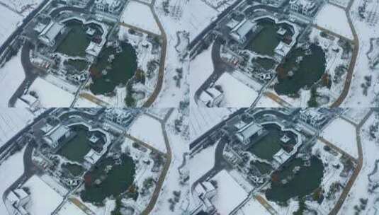 s0015-扬州雪景芒稻田园特色小院雪景高清在线视频素材下载