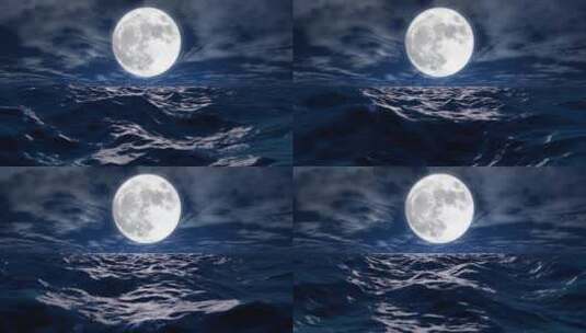 海平面上的月球高清在线视频素材下载
