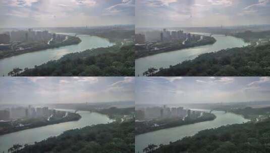 邕江南宁大桥延时青秀山蜿蜒广西景色高清在线视频素材下载