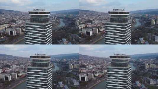 航拍摩天大楼顶端风景高清在线视频素材下载