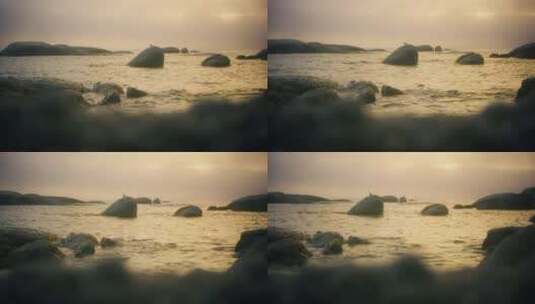 夕阳下的海岸高清在线视频素材下载