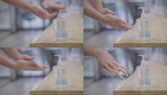 用洗手液清洁双手高清在线视频素材下载