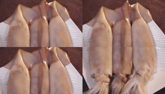 鱿鱼乌贼海鲜食材高清在线视频素材下载
