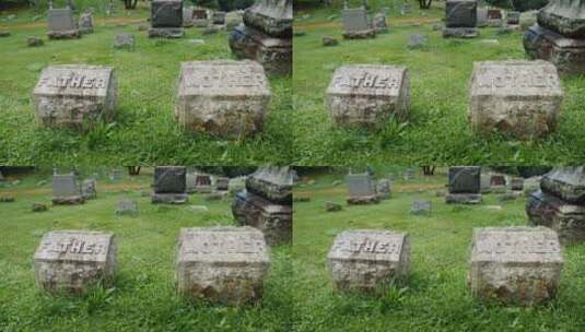 草坪上的坟墓特写镜头高清在线视频素材下载