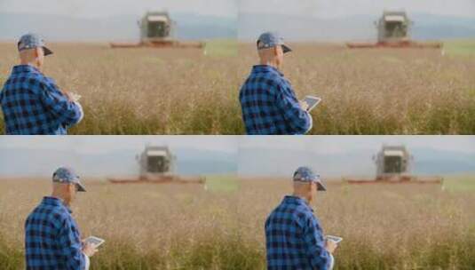 农民在田间使用电脑高清在线视频素材下载