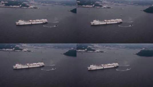 航拍海上航行的舰队高清在线视频素材下载