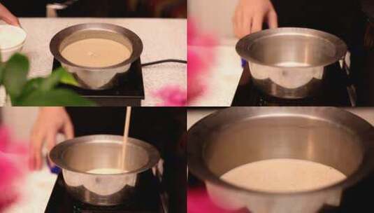 【镜头合集】熬五谷豆浆制作核桃酪 (1)高清在线视频素材下载