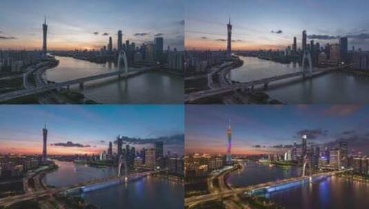8k广州珠江新城日转夜延时高清在线视频素材下载