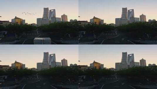 上海陆家嘴三件套日转夜延时摄影高清在线视频素材下载