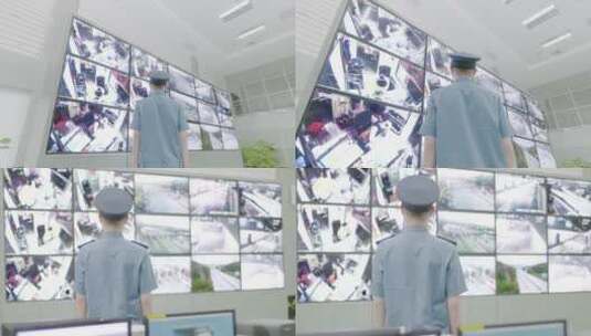 高速路网运行监控指挥中心画面执法人员背影高清在线视频素材下载