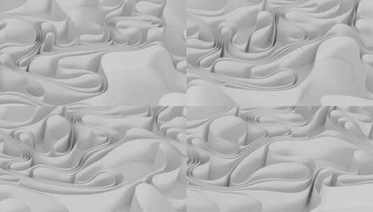 白色流动的曲面纸张 3D渲染高清在线视频素材下载