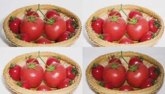 4K影棚拍摄一篮子西红柿高清在线视频素材下载