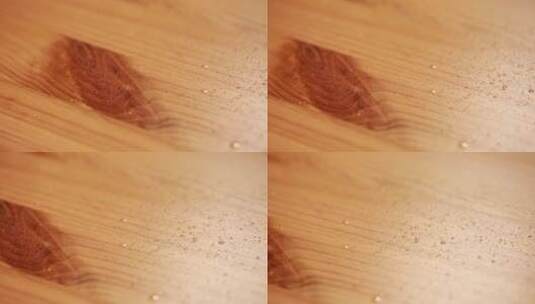 【镜头合集】木头纹理上的水滴洒水露水高清在线视频素材下载
