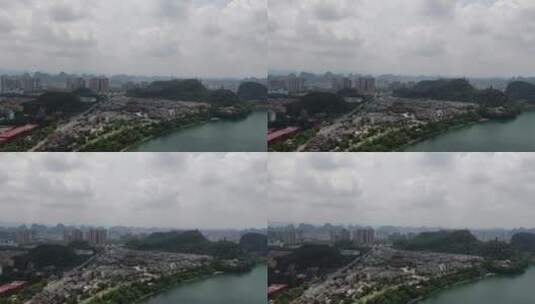 航拍广西柳州窑埠古镇高清在线视频素材下载