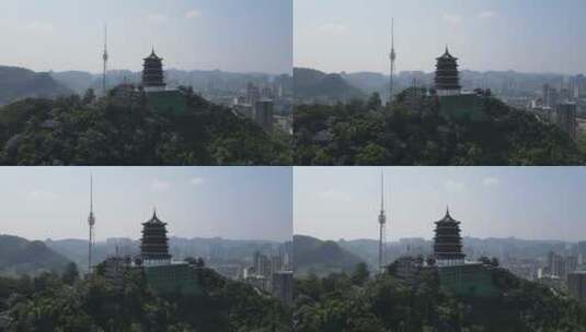 航拍贵阳，东山寺，东山电视塔高清在线视频素材下载