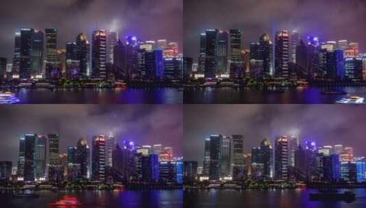 建筑物闪烁的上海城市景观高清在线视频素材下载