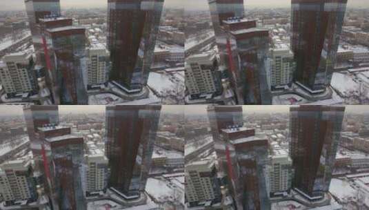 高楼周围的积雪高清在线视频素材下载