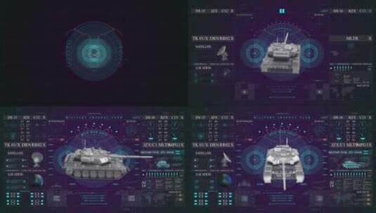 坦克战争军事化智能科技屏幕操作系统HUD高清在线视频素材下载